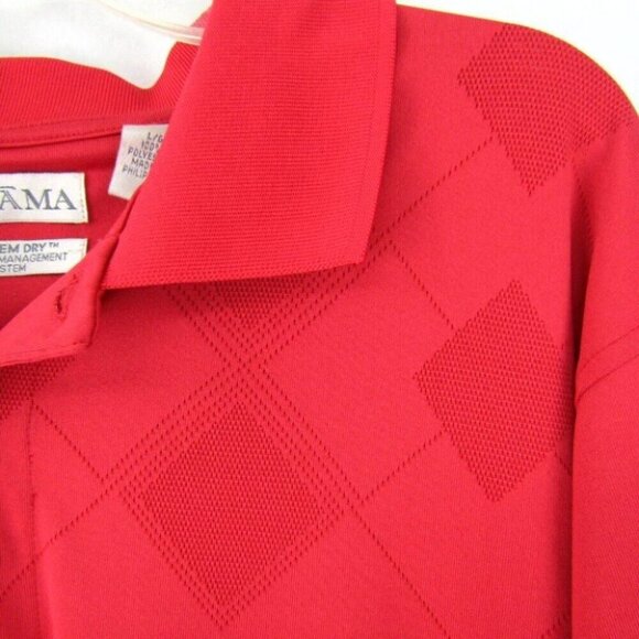 Tehama Red Diamond Weave Golf Polo Shirt Mens Size L Red Short Slv Hang Em Dry - Picture 4 of 13